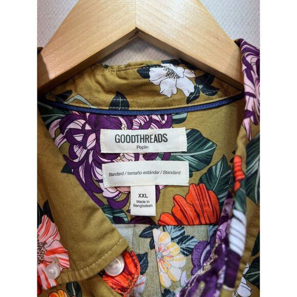 Goodthreads Men's Casual Button Up Poplin Shirt Short Sleeve Sz XXL Multi Floral - Picture 3 of 14